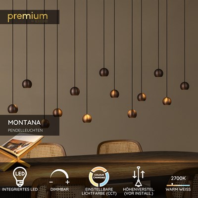Lucide MONTANA - Pendelleuchten - LED Dim. - CCT - 13x5,7W 2700K/4000K - Kaffee | Premium